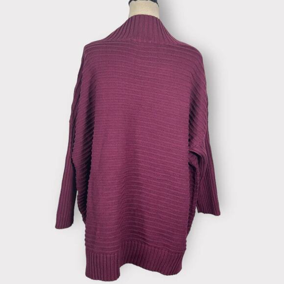 French Connection Mozart Ribbed High Neck Sweater Purple Women's Large NWOT - Picture 3 of 6